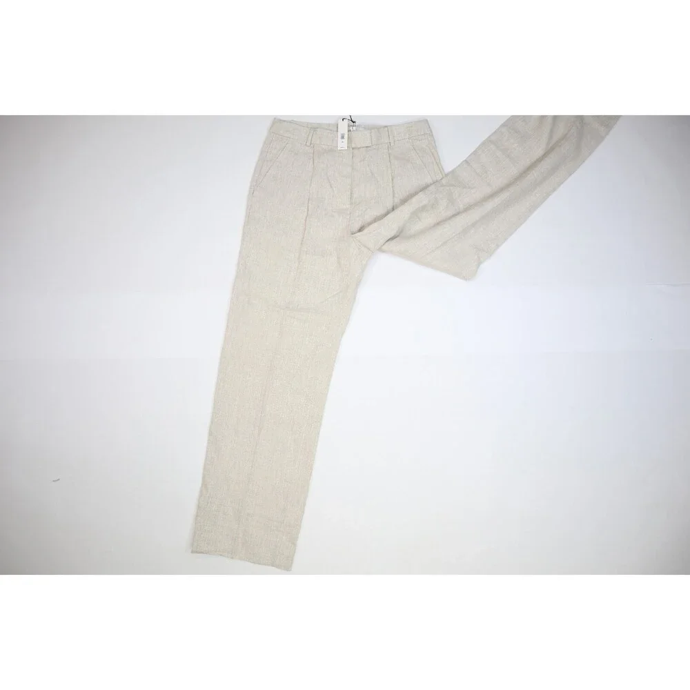 Banana Republic Lina Straight Natural Linen Dress Pant w Pockets Womens 10L